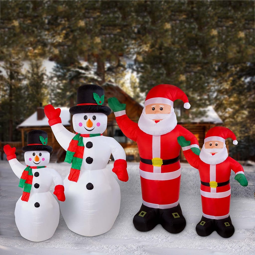 pupazzi di neve e babbo natale gonfiabili