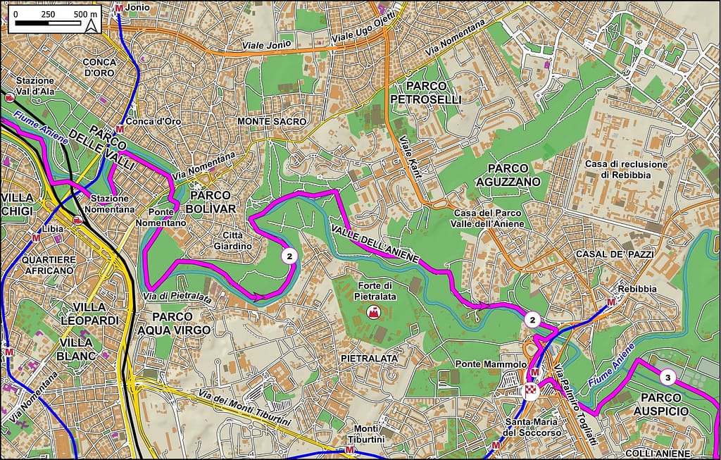 una parte del percorso urbano