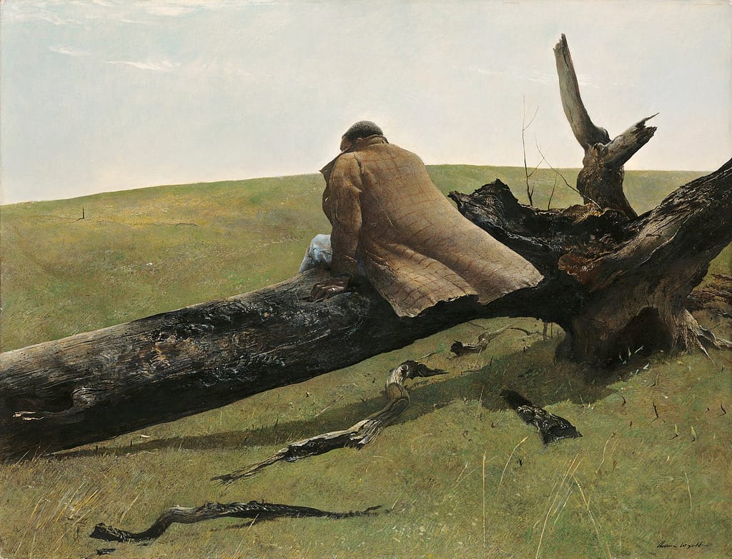 Andrew Wyeth, Vento d'aprile, 1952 tempera su tavola, cm 50.8 x 66.1 Hartford, Wadsworth Atheneum Museum of Art, dono di Mr. e Mrs. Joseph R. Swan © Allen Phillips/Wadsworth Atheneum