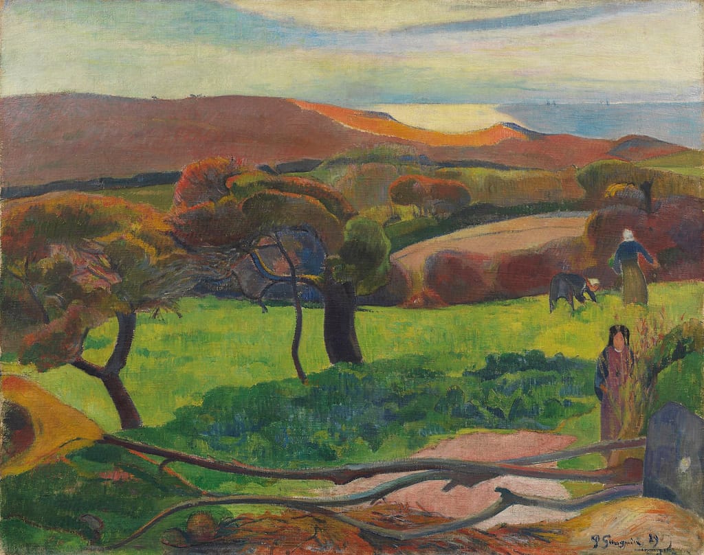 Paul Gauguin, Paesaggio bretone, 1889
olio su tela, cm 72,5 x 91
Stoccolma, Nationalmuseum, donato dal Direttore Hjalmar Granhult nel 1919