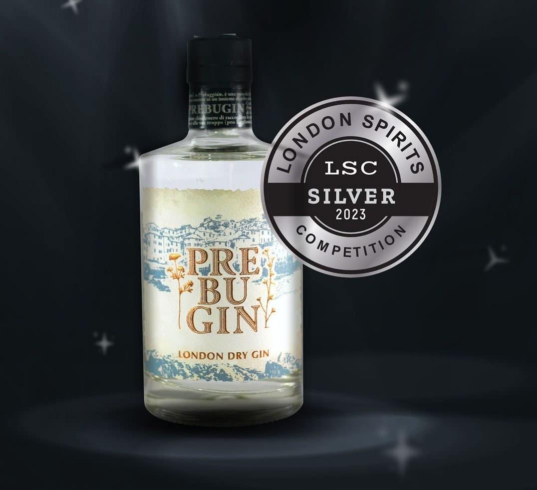 la premiata bottiglia di Prebugin gin