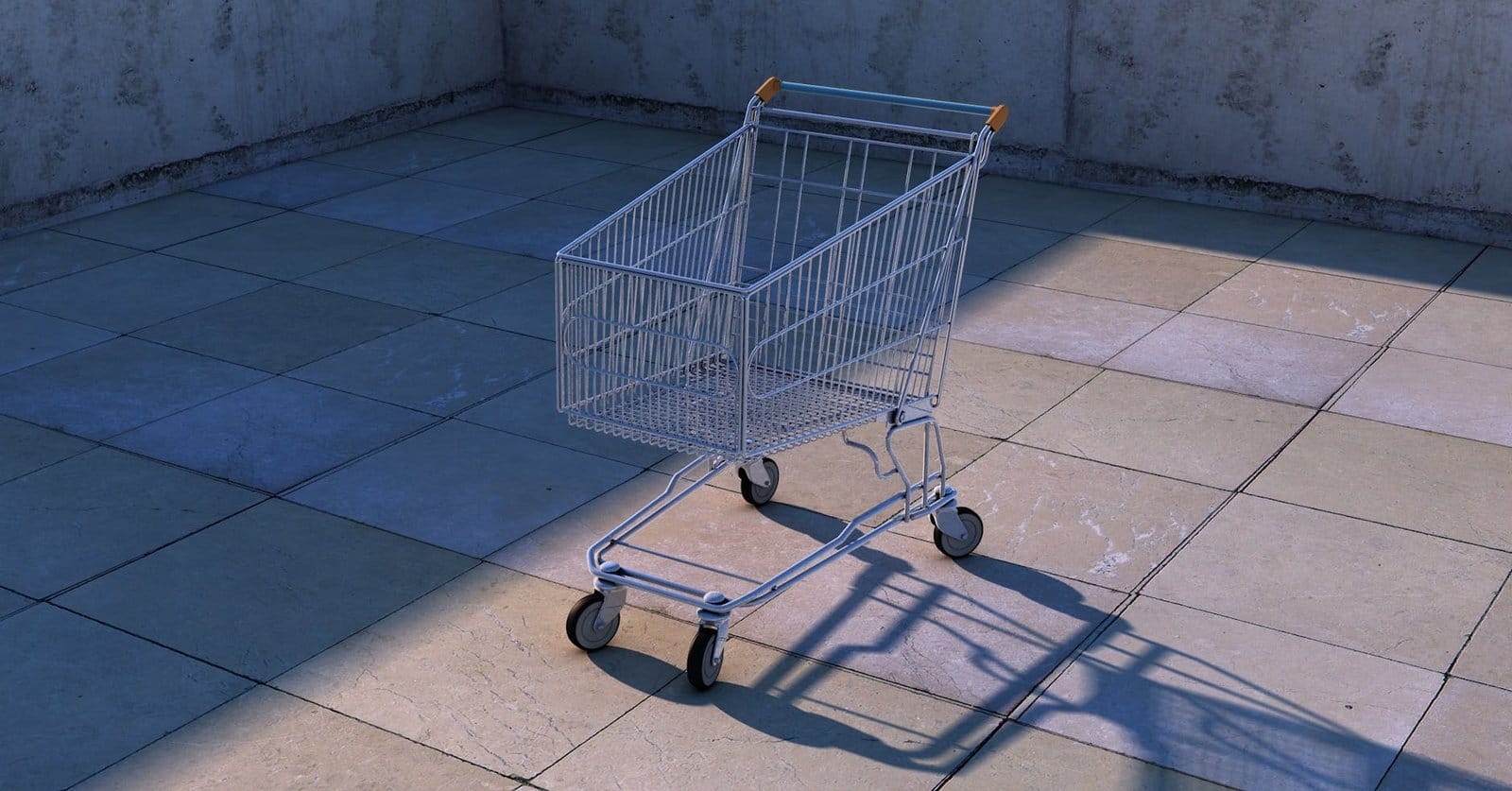 gray shopping cart inside room