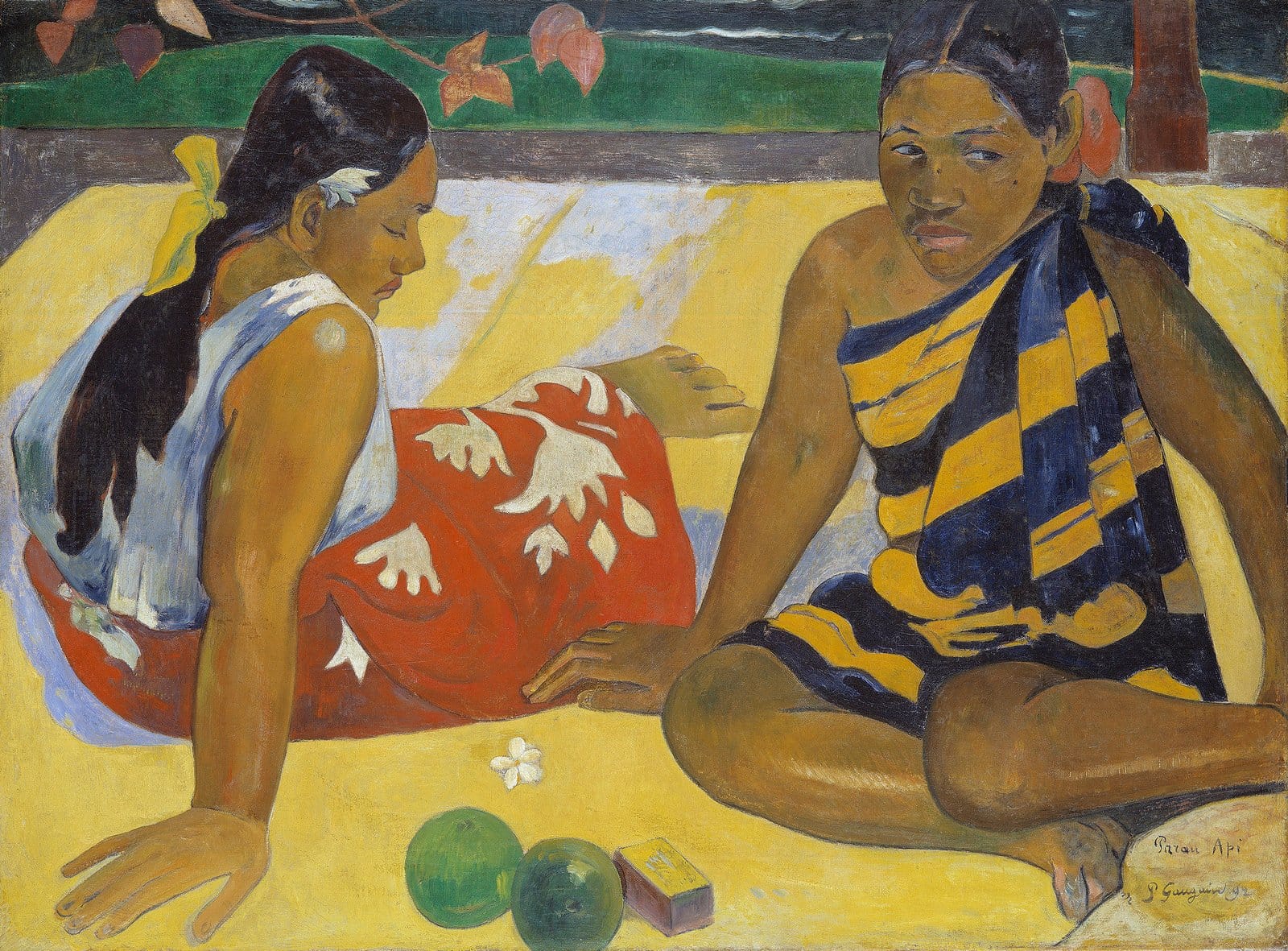 Paul Gauguin, Parau Api (Ci sono novità?), 1892 olio su tela, cm 67 x 92 Dresda, Albertinum, Staatliche Kunstsammlungen © Albertinum | GNM, Staatliche Kunstsammlungen Dresden, Foto: Elke Estel/Hans-Peter Klut