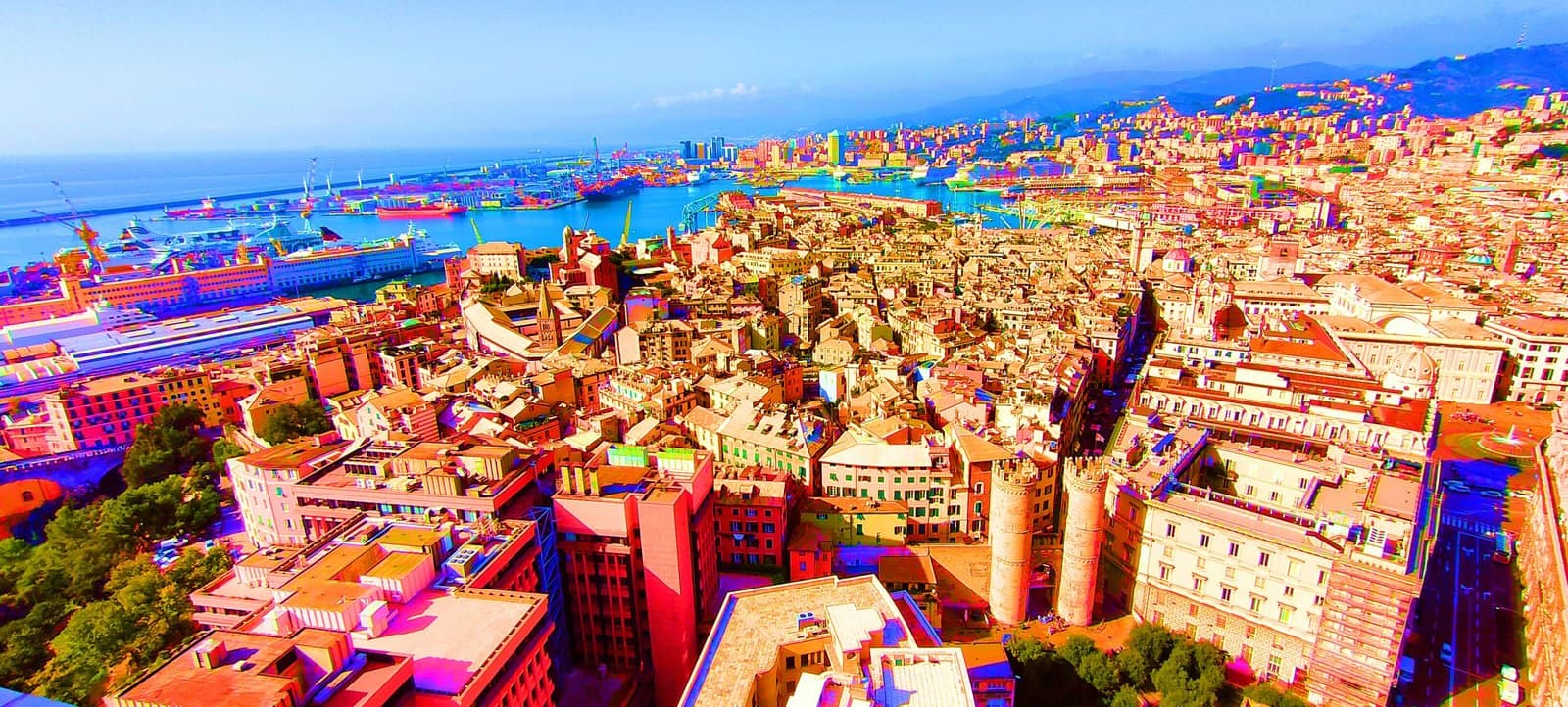 genova dall'alto in versione fluo