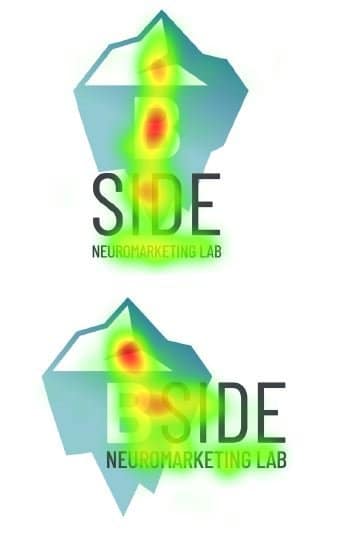 Mappa della ricerca che analizza il comportamento visivo. Le parti in rosso sono quelle più viste.