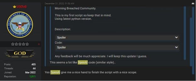 Figure 3. Confirmation that the multi-layer encryption tool was created using Open AI