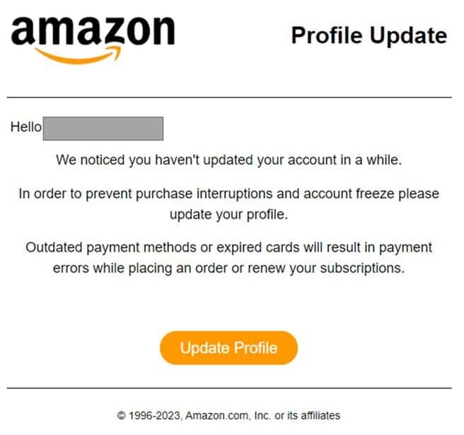 esempio di e-mail phishing durante amazon prime day