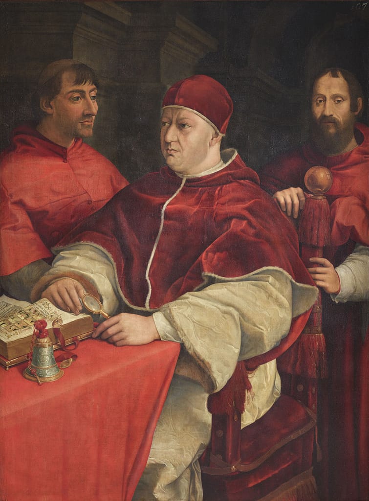 GIULIANO BUGIARDINI Leone X con i cardinali Giulio de’ Medici e Innocenzo Cybo olio su tela Roma, Galleria Nazionale d’Arte Antica di Palazzo Barberini